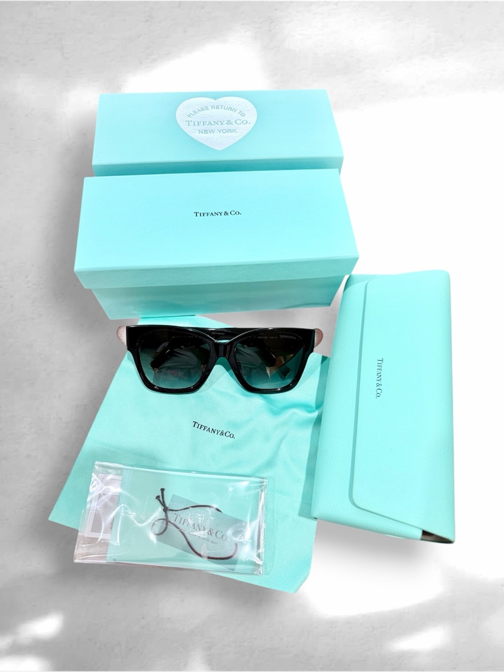 Tiffany & Co. Women's Black Sunglasses with Tiffany Blue Accessories